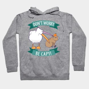 Don't Worry, Be Capy. Capybara Orange Unbothered Funny Hoodie